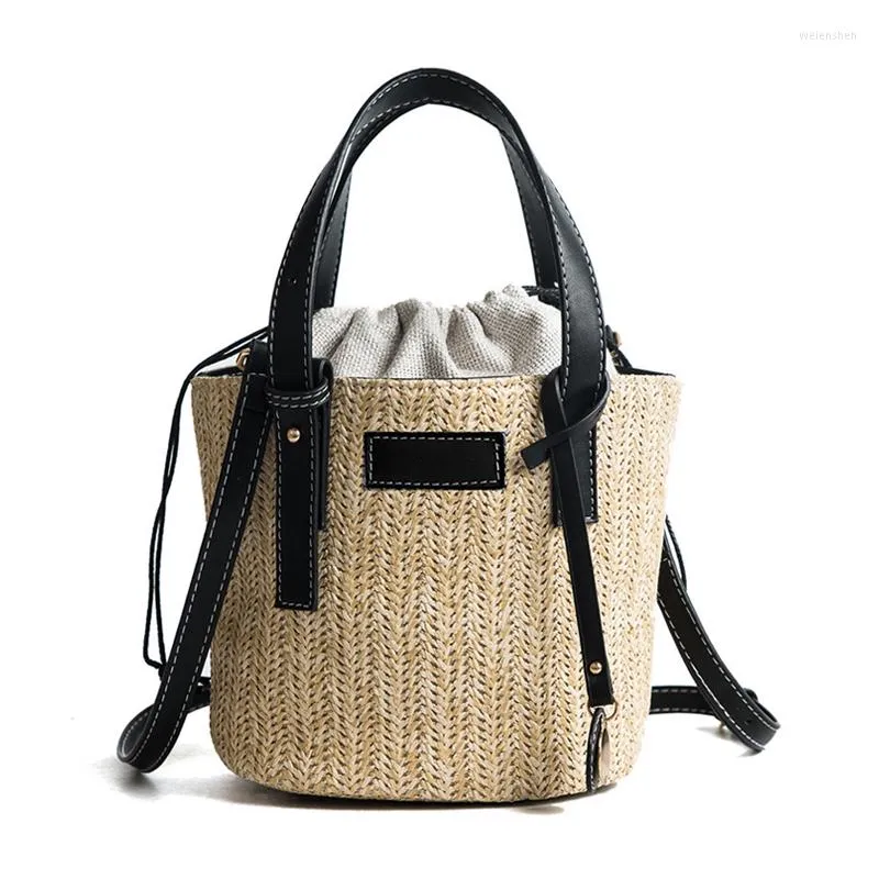 Evening Bags 5PCS/LOT Straw Bag Canvas Handbags Female Slung Woven Bucket Summer Holiday Beach