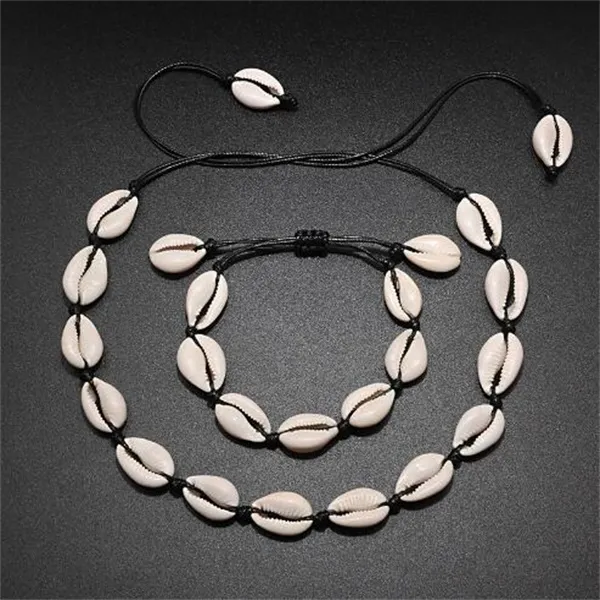 Handmade Shell Necklace Choker with White Shell Pendants and Coconut ...