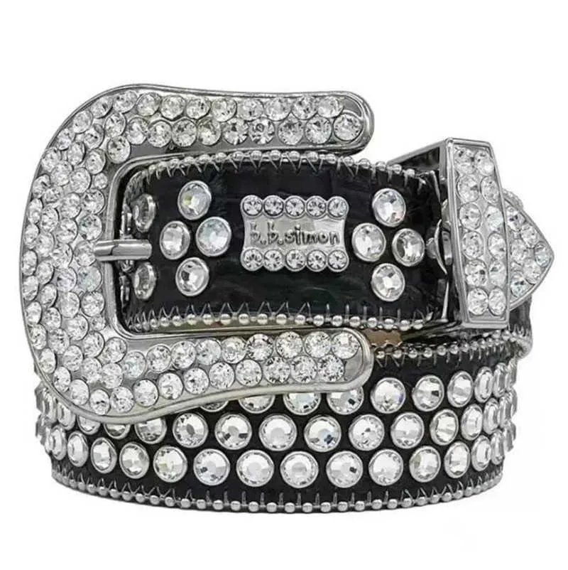2022 Designer BB Cintura Cinture Simon per uomini Donne Shiny Diamond Belt Black su nero Blu Bianco Multicolour con strass bling come regalo