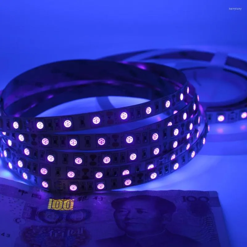 Strips 12V UV Ultraviolet 395-405 Nm LED Strip Zwart licht SMD 60LED/M Waterdicht lintlamp voor DJ Fluorescentie Party 1-5m