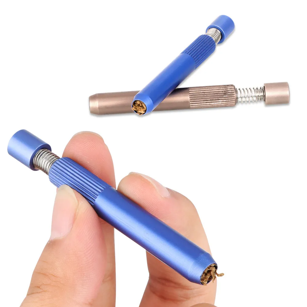 2022 New spring aluminum alloy mini pipe portable cleaning metal small pipe snuff Logo OEM pipe