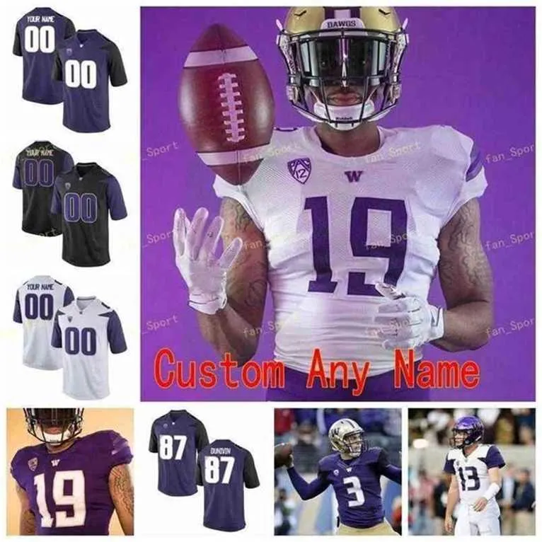 Sj NCAA College Jerseys Washington Huskies 1 Byron Murphy Jr.Warren Moon 10 Jacob Eason 11 KJ Carta-Samuels 5 Andre Baccellia Custom Football