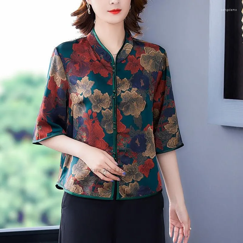 Roupas étnicas 2022 Roupas chinesas tradicionais Mulheres camisa de blusa de chiffon vintage feminina hanfu cheongsam tops qipao tang terno