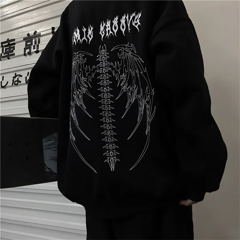 Herren Hoodies Sweatshirts Gothic Übergroßer Hoodie Anime Skeleton Print Kapuzenpullover Punk Hip Hop Streetwear Männer Pullover Casual Harajuku Y2K Top 220924