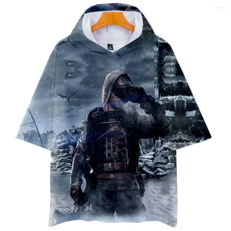 Herrtröjor pubg 2022 Summer Metro Exodus 3D Print T Shirt Men Kort ärm Sweatshirt Fashion Boys kläder