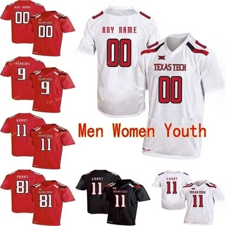 SJ Custom Texas Tech College Football Jersey 7 Jett Duffey 8 Maverick McIvor 81 Dave Parks 84 Erik Ezukanma Men Women Youth Syched