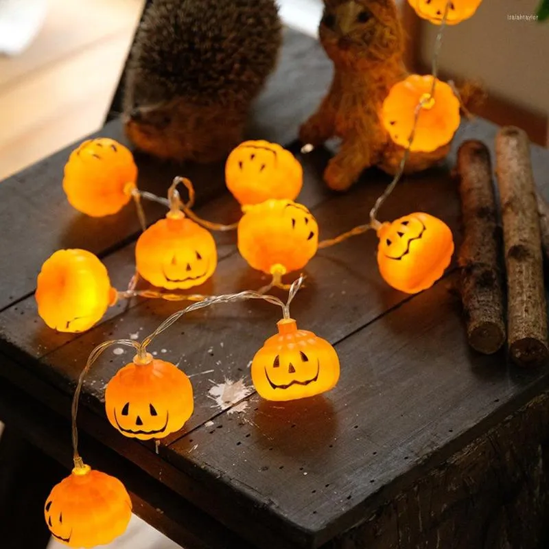 Strängar 10/20/30/40 LED Pumpkin String Lights Halloween Decoration Warm White Home Accessorie