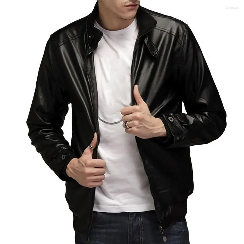 Men's Jackets Mens Faux Leather Coats High Quality Classic Motorcycle Bike Autumn Winter Male Stand Collar Plus Thick