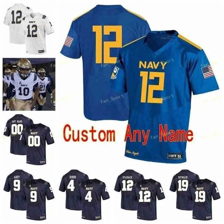 SJ NCAA College Jerseys Midshipmen 10 Malcolm Perry 12 Staubach 18 J.R. Osborn 19 Keenan Reynolds 20 CJ Williams Custom Football Stitched