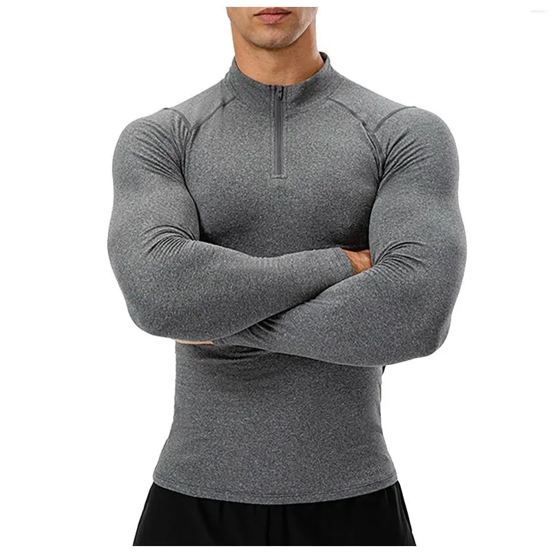T-shirts pour hommes Hommes Compression T-shirt de course Fiess serré à manches longues Sport Tshirt Formation Jogging Gym Sportswear Séchage rapide Rashgard