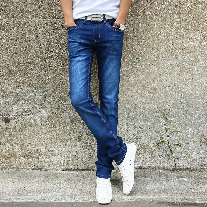 Men's Jeans Slim Stretch Fashion Solid Color Classic Style Denim Trousers Male Brand 220923