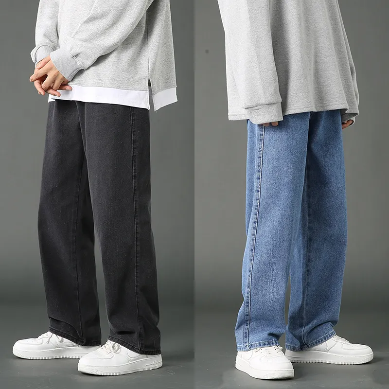 Men's Jeans Korean Fashion Loose Solid Color Men Straight Harajuku Male Streetwear Casual Classic Large Profile Baggy Denim Pants 220923