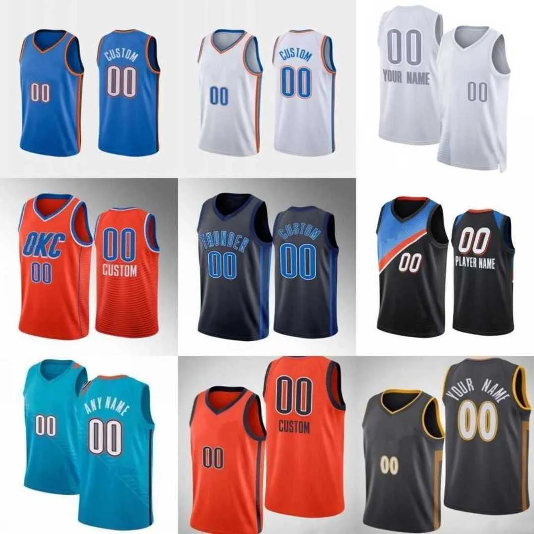 Maillots de basket-ball 2022-23 Maillot de basket-ball de nouvelle saison imprimé sur mesure 7 Chet Holmgren 2 Shai Gilgeous-Alexander 15 Derrick Favors 3 Josh Giddey 33 Mike