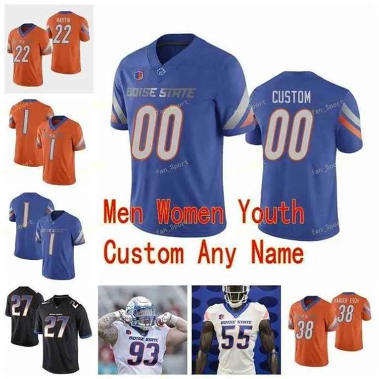 Custom Boise Broncos College Football Jerseys 1 Cedrick Wilson Jr. 10 Chase Cord 11 Kellen Moore 16 SJ Hn Hightower Men Women Cousue