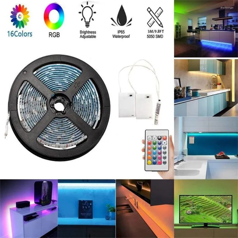 Tiras de bateria alimentada por bateria 1m 2m 3m 4m LED LIGHT LUZ DIMMÁVEL TOTO RGB SMD IP65 Fita de fita de fita à prova d'água à prova d'água