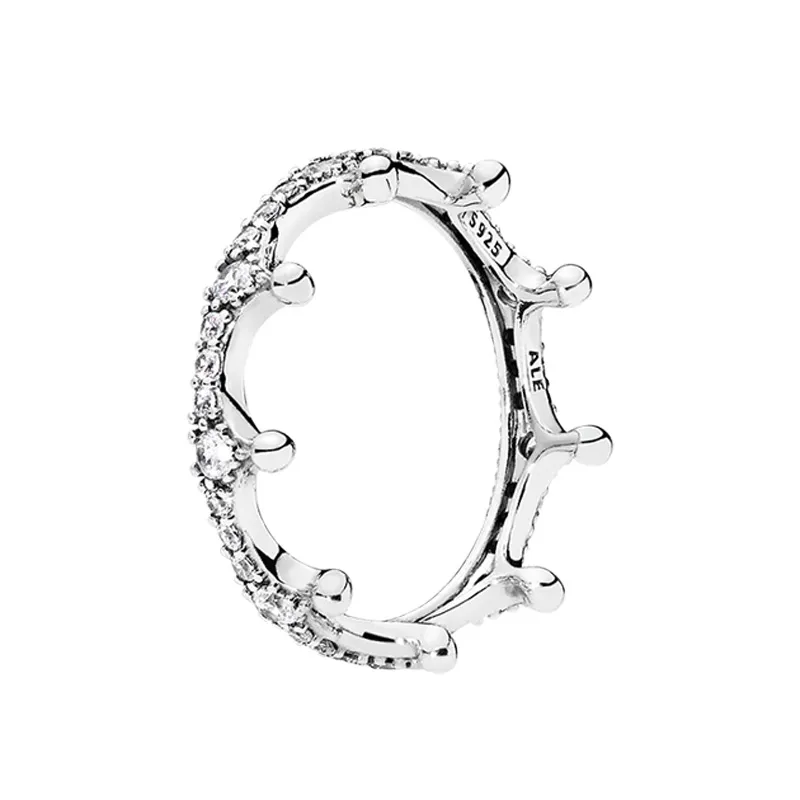 Authentique argent sterling étincelant couronne bague femmes mariage designer bijoux avec boîte d'origine pour Pandora plaqué or rose petite amie cadeau anneaux