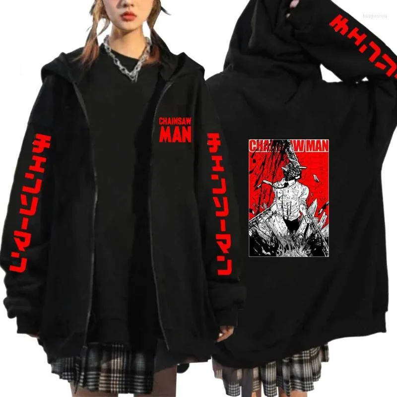 رجال الرجال للرجال من النوع الثقيل للرجال anime chainsaw man zipper zipper hip hop coats comples streetwear manga cosplay zip up women freece