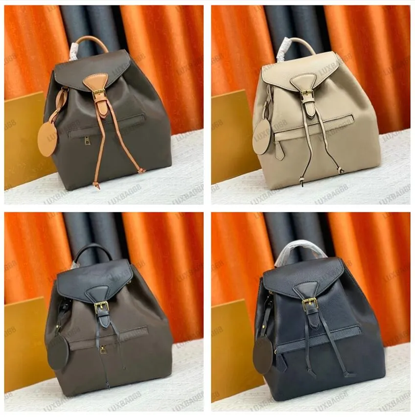 Vintage Montsouris PM Designer Backpack Monograms Empreinte Canvas Leather Backpacks with Buckle and Leather Luts. حقيبة ظهر كلاسيكية من مونتسوري بي إم ديزاينر مونوغرامات إمبرينت من القماش الكتاني مع إبزيم وأربطة جلدية