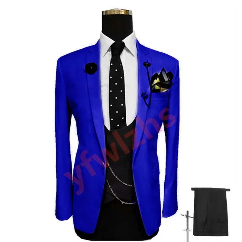 Mężczyźni Suits One Button Groom Tuxedos Notch Lapel Groomsmen Wedding/Prom/Dinner Man Man Blazer Pants TWO Buttonsie Vest W737