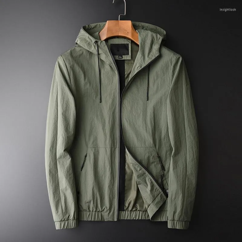 Herenjacks mannelijke jas herfst taille contractie ontwerp hoodies heren en jassen hoofde kwaliteit groen slanke fit man