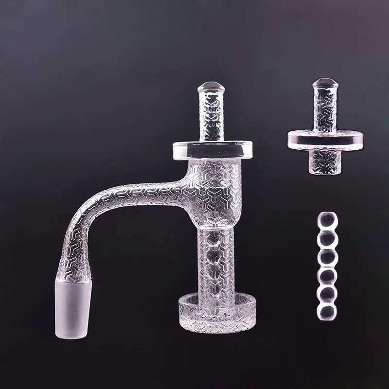 1pcs Full Weld Auto Spinner Smoking Engraved Terp Slurper Blender Quartz Banger with Cap & Pillar Bottom YAREONE Sandblasted 10mm 14mm 18mm Male Female