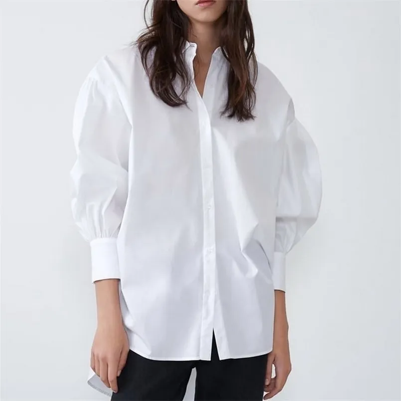 여자 블라우스 셔츠 세련된 여자 긴 셔츠 봄 봄 패션 흰색과 검은 블라우스 현대 레이디 느슨한 긴 소매 셔츠 220923