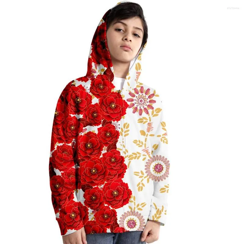 Męskie bluzy z kapturem dla dzieci 2022 Produkt Hoodie Sweter Swetting Rose Rose 3D Printing Casual Cardigan