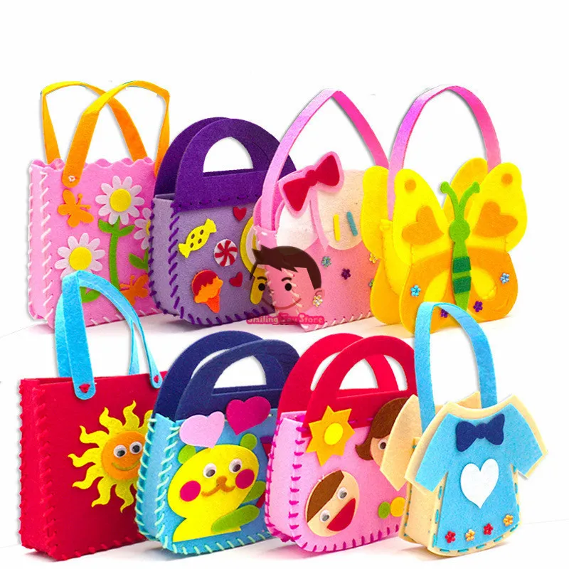 Autres jouets Tissu non tissé DIY Sac à main Enfants Craft Toy Mini Sac Tissu non tissé coloré Sacs à main d'animaux de dessin animé 220924