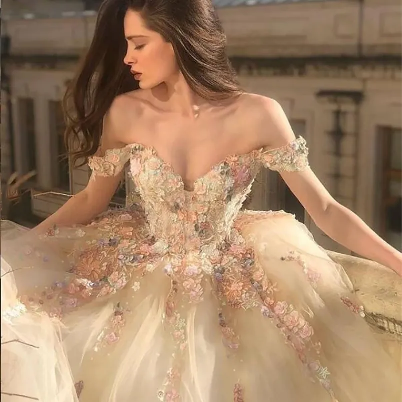 Party Dresses Ball Gown Princess Prom Dresses Off the Shoulder Sweetheart Appliques Formal Tulle Long Evening Gowns Party Graduation Dress 220923