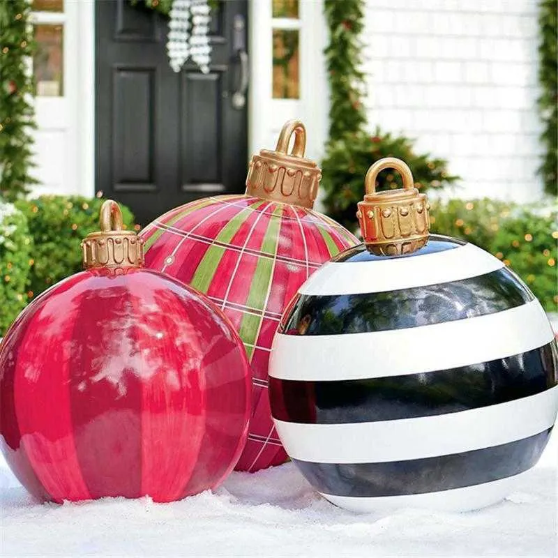 Decorações de Natal 60cm Decoração de Natal PVC Bolas infláveis ​​Toy Toy Giant Christmas Tree Outdoor 2022 Ano Novo Decorações