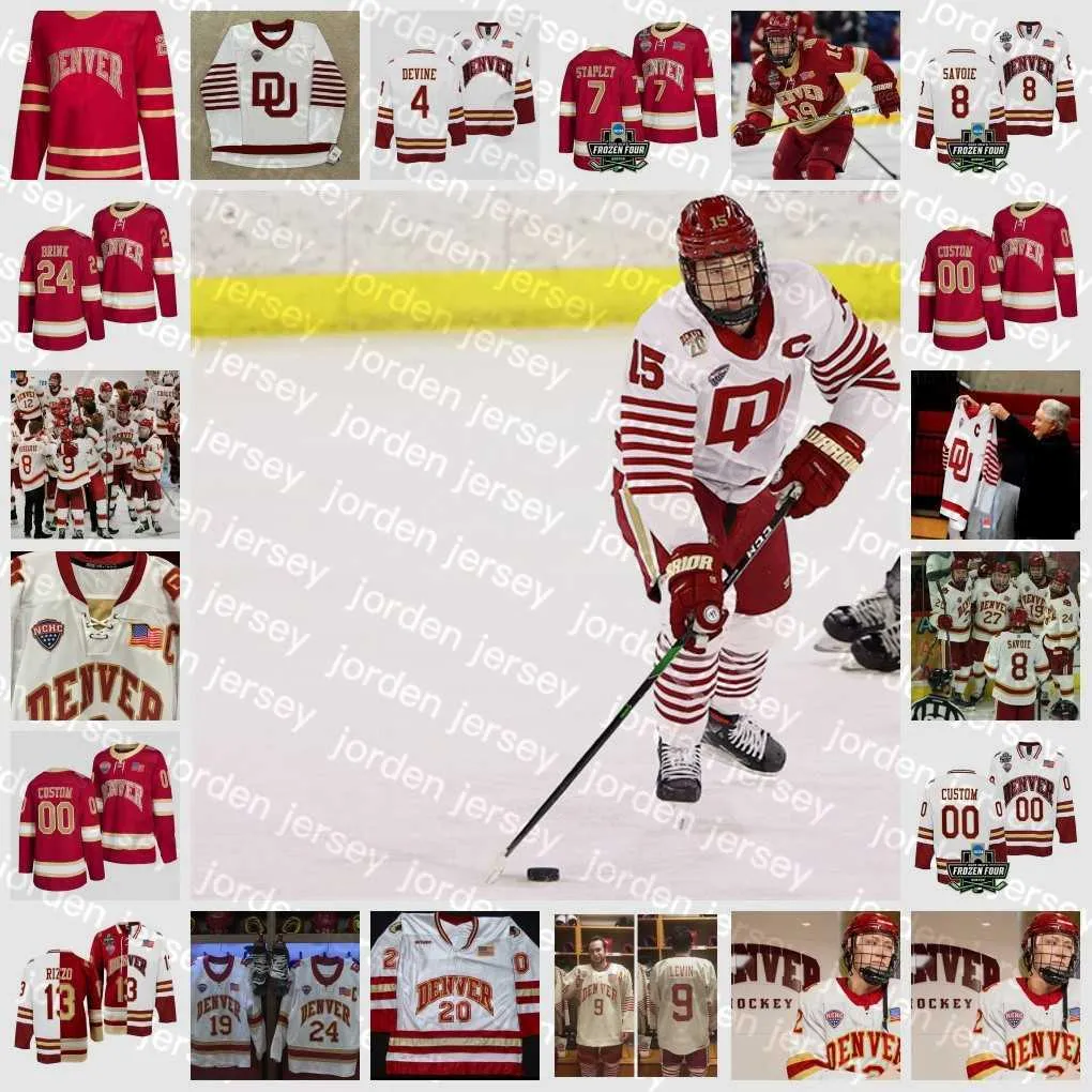 Новый хоккей в колледже, хоккей, 2022, NCAA Frozen Four Championship Custom Pioneers Pioneers du Hockey Jersey 29 Питер Маннино 2 Шон Беренс 3 и Ан