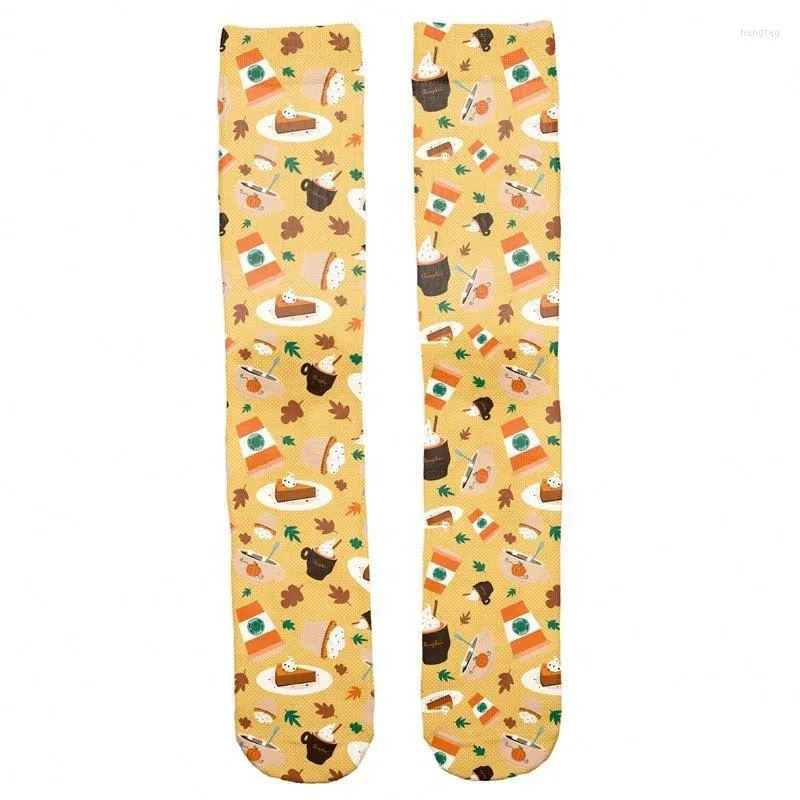 Men's Socks Arrival China Manufactory Unique Design Pumpkin Latte Halloween Sublimation Printing