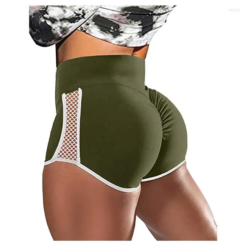 Pantalones cortos de mujer Sexy de malla para mujer deportes de cintura alta para mujer ejercicio caderas Push Up ropa deportiva de secado rápido Casual para correr