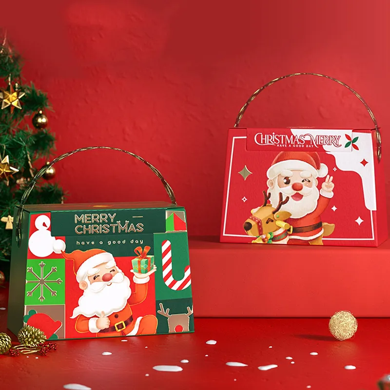 Caspetta per carriere per la mano di mela di Natale Babbo Natale Candy Bottle Boxes Boxes Snowman Package Elk Apple Decoration per feste di Natale Th0431