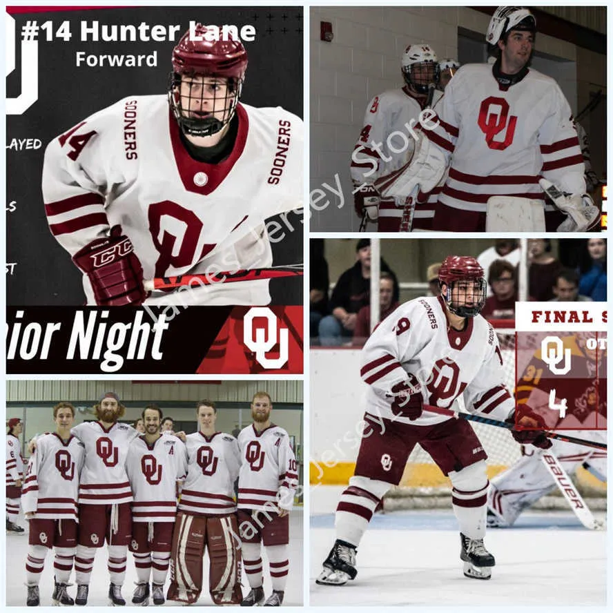 Custom Oklahoma OU Hockey Jersey College Hockey Wears Ben Jawad Bobby McKinley Brenden Sinclair Bailey Prouty Logan Sadler 10