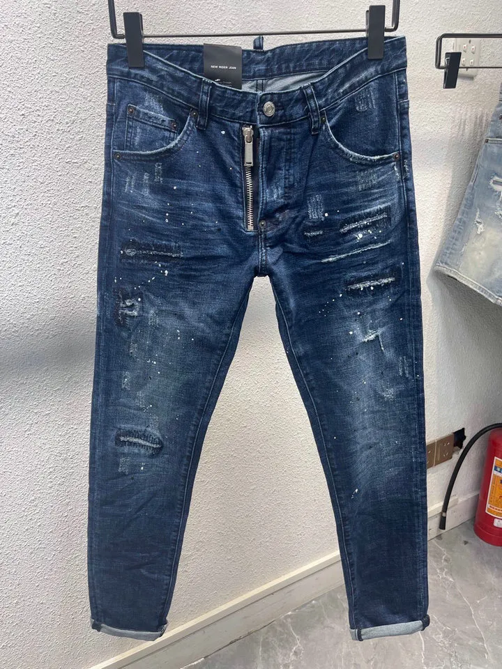 Cool Guy Slim Fit Designer Designer dżinsy Blue Dżins Chude Dżinsy Zgrane w trudnej sytuacji dżinsowe spodnie