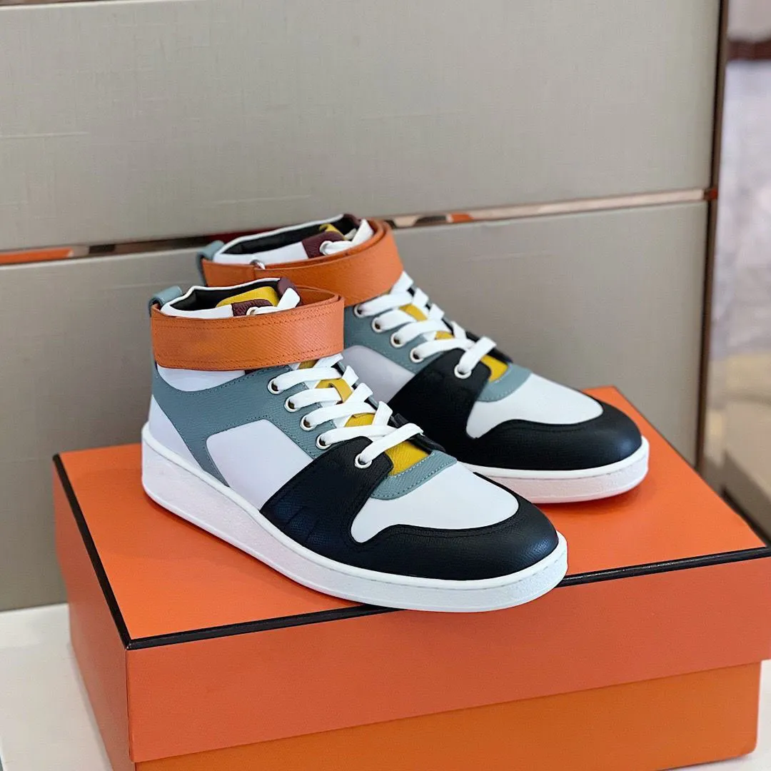 High-top Freestyle Sneaker Chaussures Hommes Orange Semelle En Caoutchouc En Cuir De Chèvre Skateboard Marche En Gros Confort Runner Sportif Eu38-46