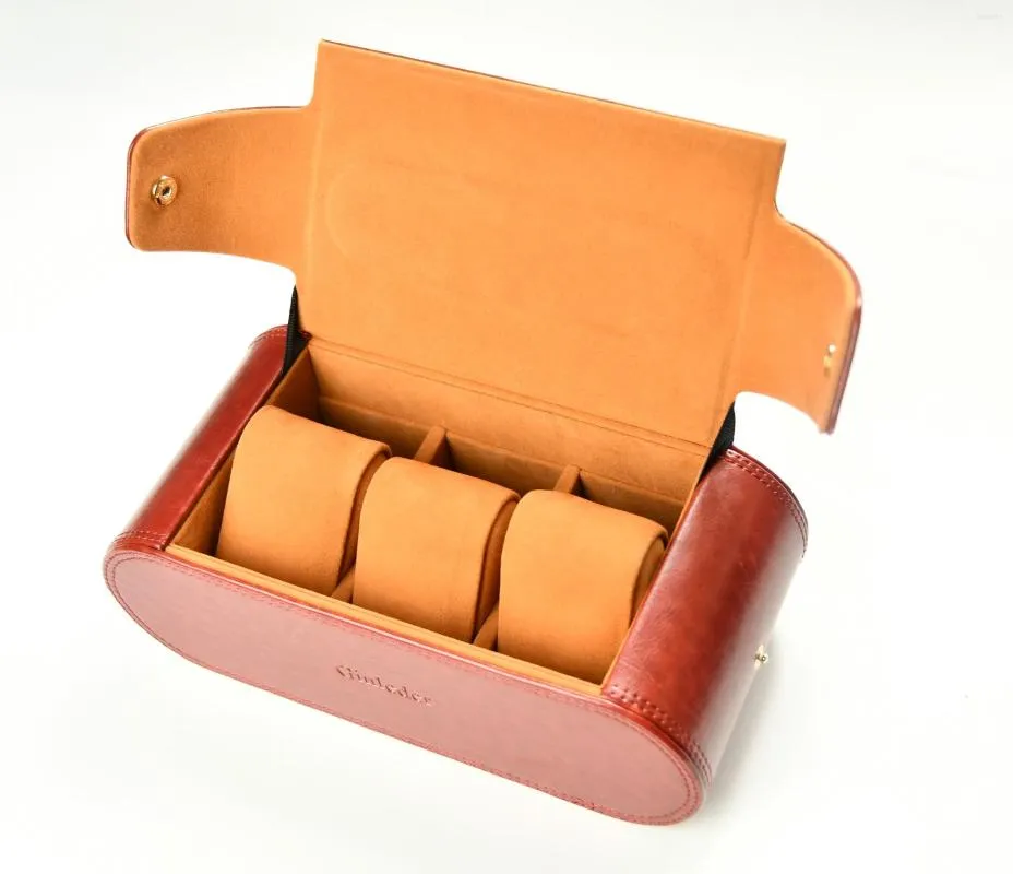 Boîtes de montres en cuir rouleau de voyage bloc-notes corde fait à la main stockage de bijoux sac Portable