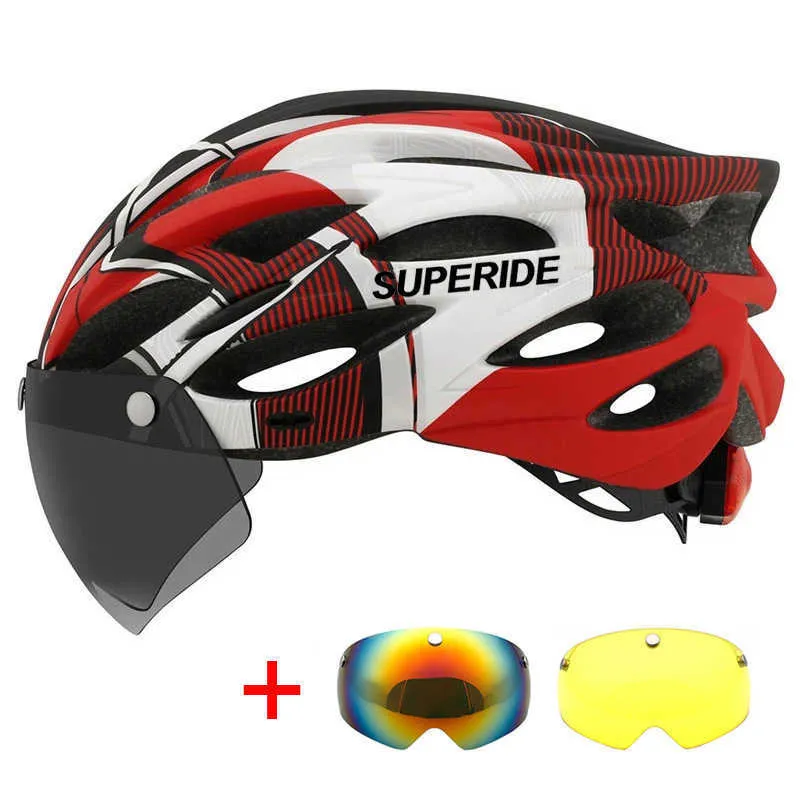 خوذات ركوب الدراجات SUPERIDE Road Mountain Bike Helmet مع مصباح خلفي 3 في 1 خوذة ركوب الدراجات مع نظارات واقية خوذة رياضية MTB T220921