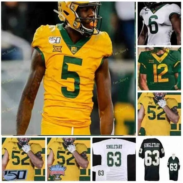 Maglie personalizzate Baylor Bears College Football 5 Denzel Mims 6 JaMycal Hasty 7 Sj hn Lovett 11 Gerry Bohanon 12 Charlie Brewer II cucita