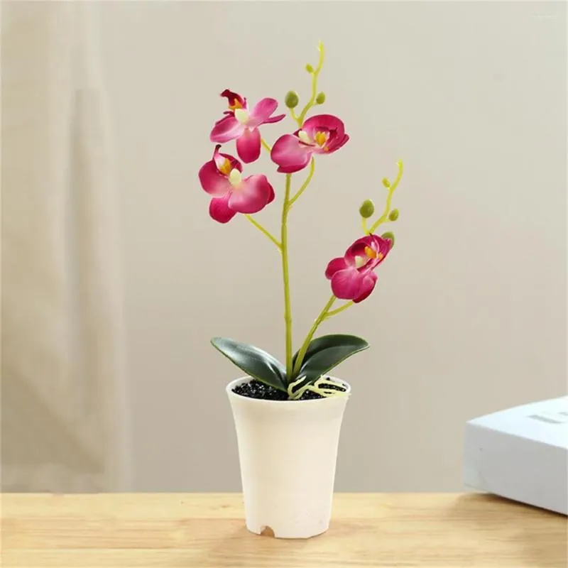 Decorative Flowers Artificial Plant No Watering Faux Bonsai Elegant Orchid