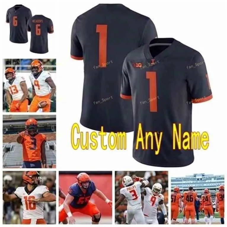 Sj Custom Illinois Fighting Illini College Football Jerseys 21 Ra'Von Bonner 25 Dre Brown 26 Mike Epstein 3 Marquez Beason Women Youth Stitched