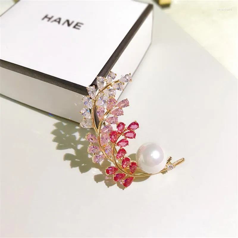 Brooches Vintage Crystal Flower Pins Rhinestone Brooch Wedding Bridesmaid Leaves Pin Dress Jewelry Broach For Women Xmas Gift