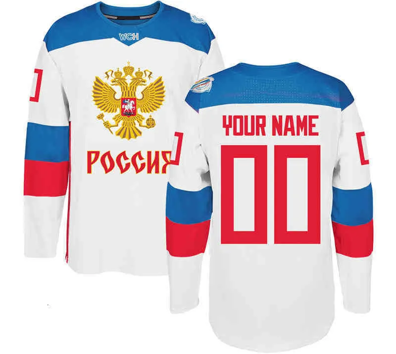 Russia Mens Hockey Jersey Polyester Stitched 2016 World Cup Team