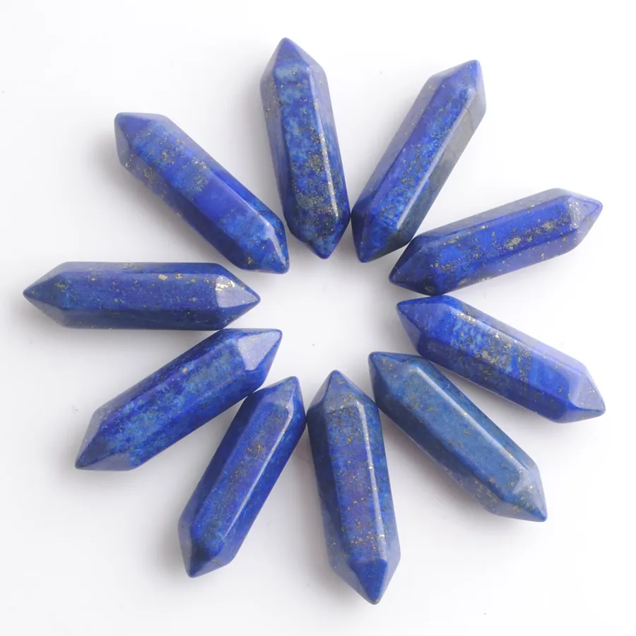 Hurtownia luźne kamienie szlachetne heksagonalne leczenie spiczaste reiki chakra naturalny lapis lazuli kamień 30x8mm bez wiertarki koraliki z otworu