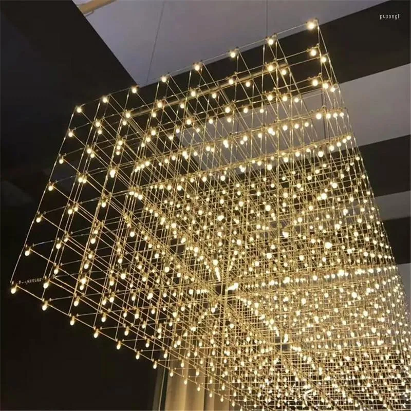 Pendant Lamps Stainless Steel Light Art LED Lights Starry Sky Suspension Exhibition Hall Engineering Home Lighting No68