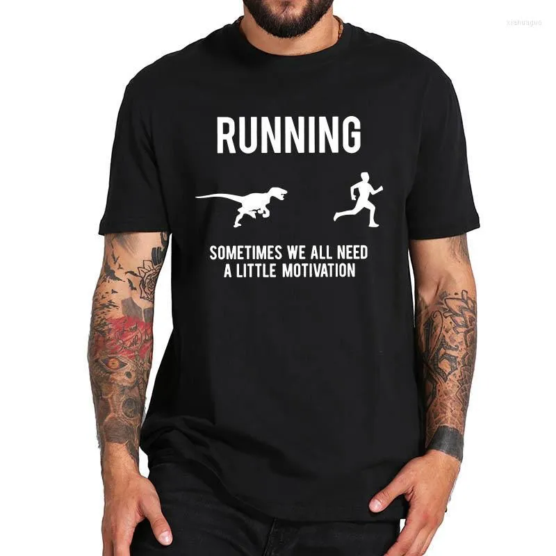 Men's T Shirts Men's T-Shirts Running Sometimes WE All Need A Little Motivation T-shirt Velociraptor Sarcastic Humor Funny Shirt