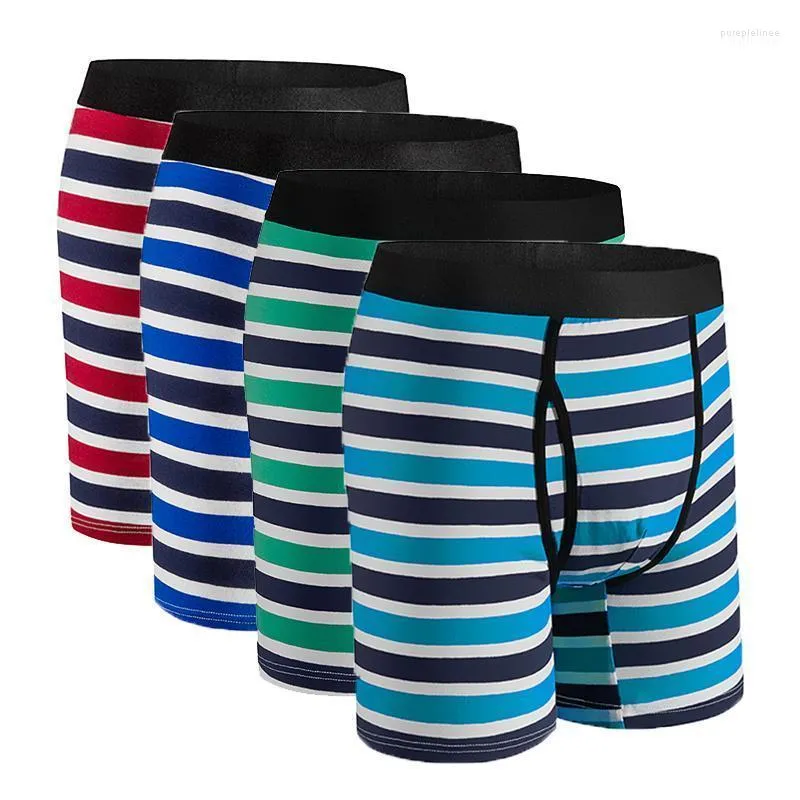 Sous-vêtements hommes culottes longue jambe mâle boxeurs shorts homme sexy sous-vêtements en coton pour hommes boxershorts boîte homme slip ensemble stripunderpants