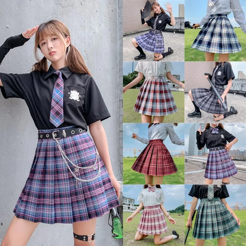 Jupes d'été coréenne taille haute jupe à carreaux mignon mini ligne a vintage sexy plissée femmes uniforme JK vêtements d'étudiants