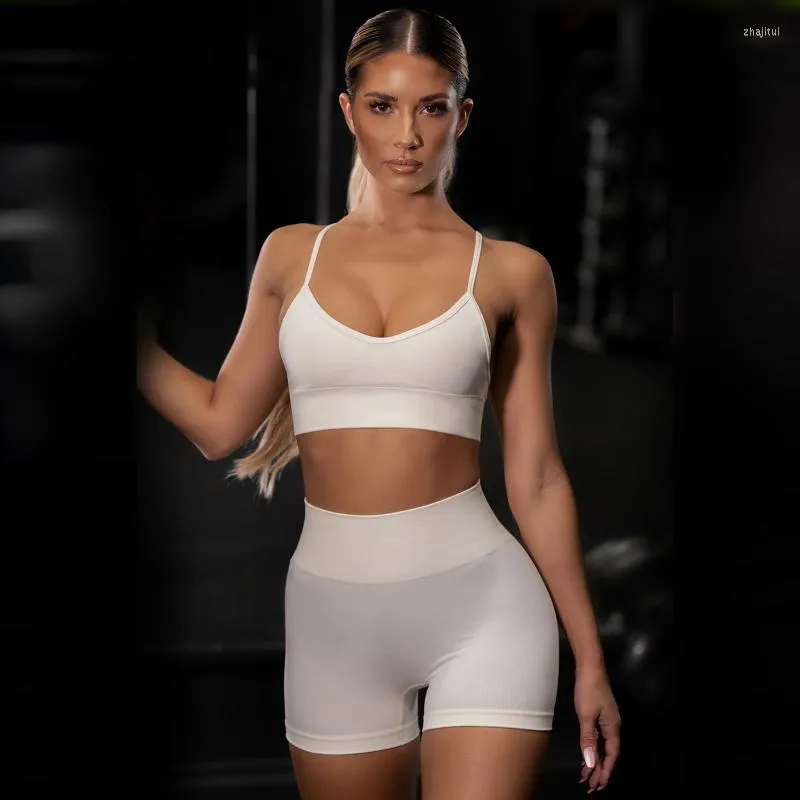 Women's Shorts Women's Seamless Women Set Workout Shirts Sport Bra Gym Clothing Short Crop Top High Waist Running Leggings Sports